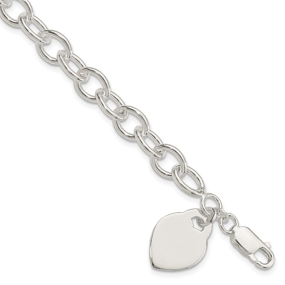 Kazi Luxury Sterling Silver Polished Engraveable Heart Bracelet